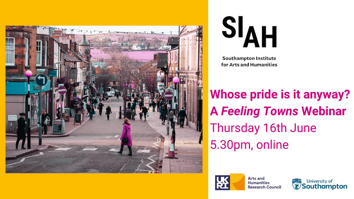 AndTowns's tweet photo. To launch Feeling Towns and explore the multitudes of #PrideInPlace, we present our first public webinar, “Whose pride is it anyway?”

Sign up and join: Thursday 16th June, 5.30–7pm!

Speakers include:
@GavinBSullivan 
@drjennings
@JackShawLPC
@kathbrowne

https://t.co/h3wztbwQTi https://t.co/ACmSReH92e