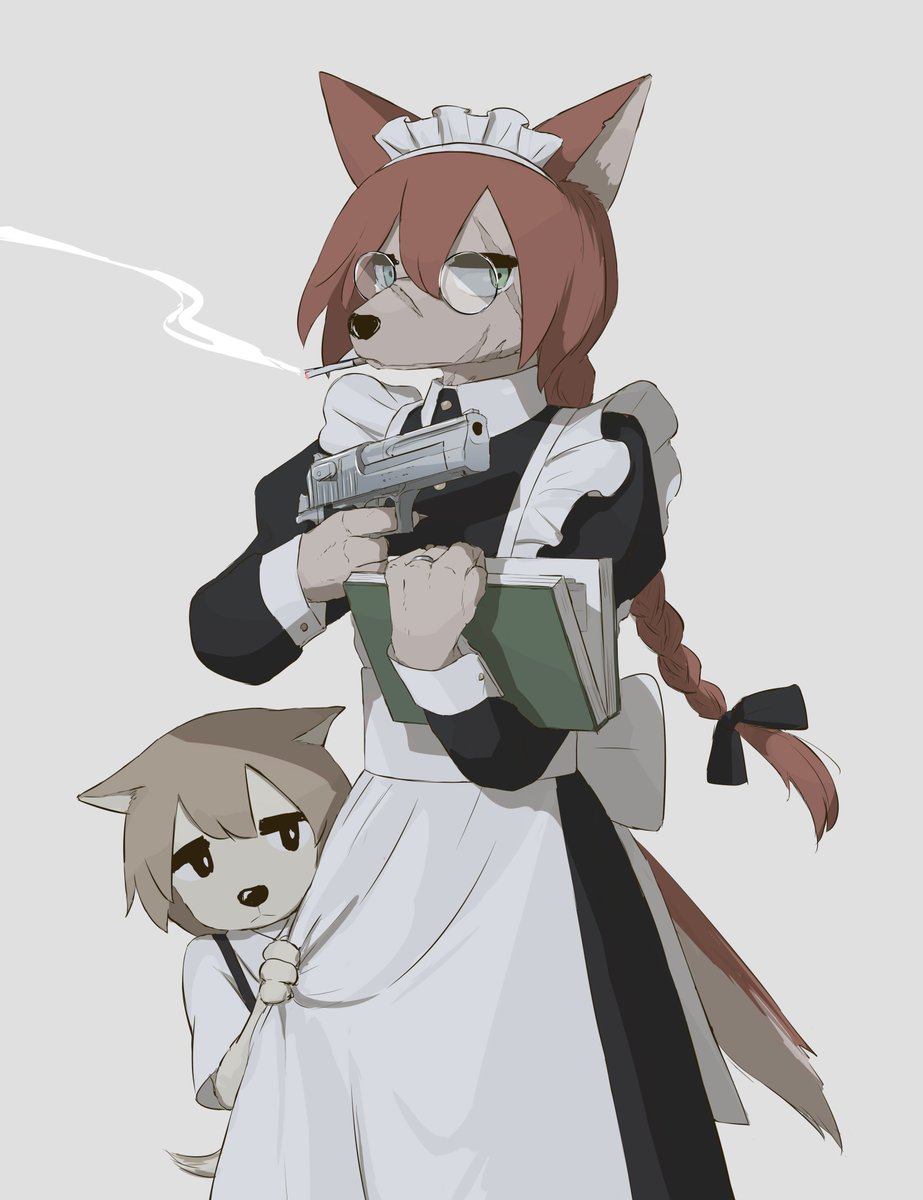 gun maid furry weapon animal ears handgun 1girl  illustration images