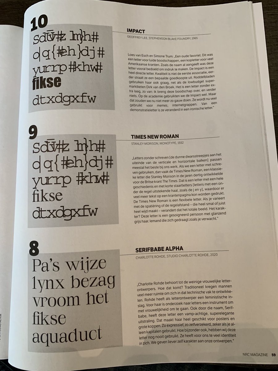 jaydude's tweet photo. Geestig. Artikel in NRC Magazine over favoriete lettertypes, waar het mis gaat met het laden van de lettertypes op plaats 10 en 9, en dat dat dan alle correctierondes door komt. https://t.co/4kir8bW6XJ