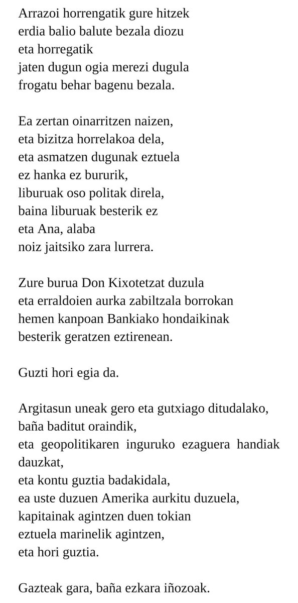 itezireg's tweet image. Gata Cattanaren "Todo lo demás, no" poema euskerara itzuli egin dut, momenturako aproposa delakoan.
