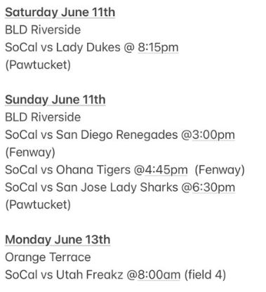 RmtCameron's tweet photo. We are in Riverside CA (Big League Dreams Park) this upcoming weekend for the Zoom Into June tournament.  Here is our upcoming schedule: https://t.co/zN06QJtCYe