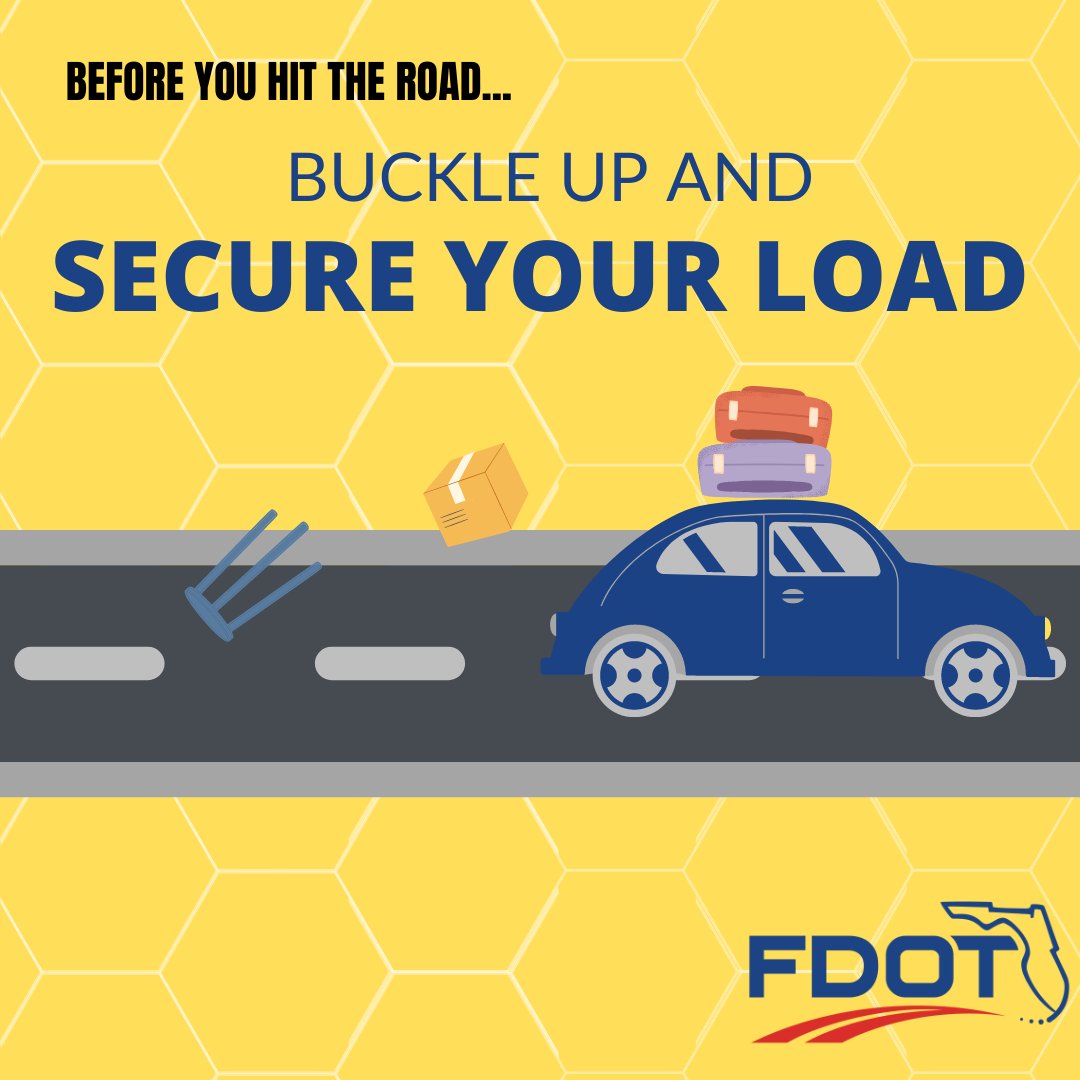 Debris on roadways can cause vehicle damage, traffic disruptions, or worse. Prior to hauling your load, check that your tarp/ropes/straps are tight and are properly fastened to tie-down points. #SecureYourLoad for safer roads!