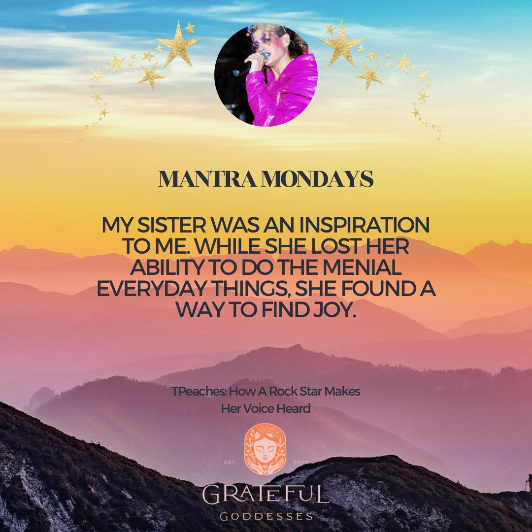 Gr8fulgoddesses's tweet photo. 🍑The Teaches of Peaches Mantra Monday Edition!🍑

Peaches is an iconic rock star 

Listen now! 

⬇️

@peachesnisker

https://t.co/YnxbVIE3F9 https://t.co/DTBys9f1Zy