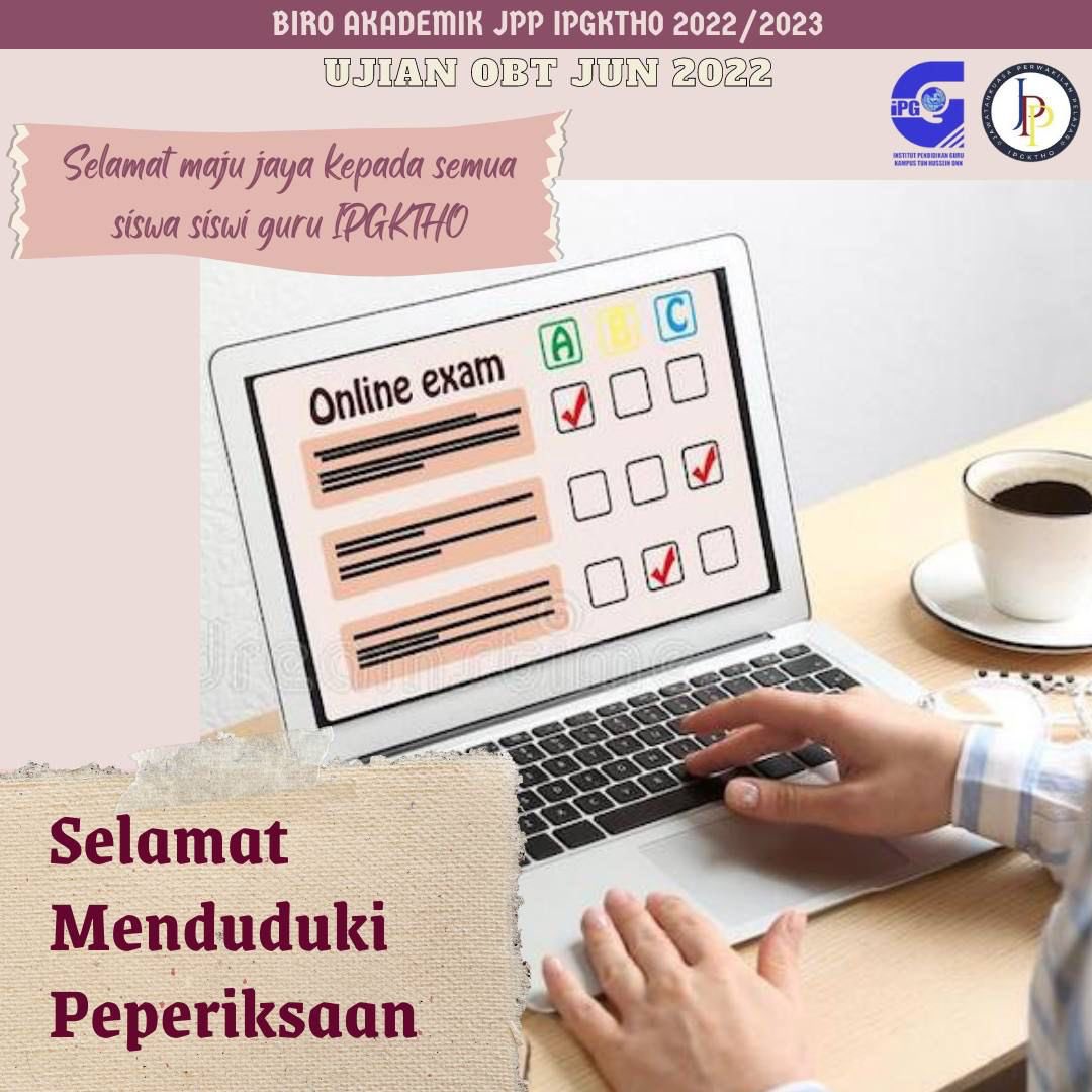 IPTHO_twit's tweet photo. Assalamualaikum wbt, Salam Sejahtera,
Salam K.A.S..H., Salam IPGKTHO Kelas Pertama 2025.🌼

Selamat menduduki peperiksaan kepada semua Siswa &amp; Siswi IPGKTHO 👨🏻‍💻👩🏻‍💻

Do your best and break a leg!💪🏻 https://t.co/XTIMkOCnuW
