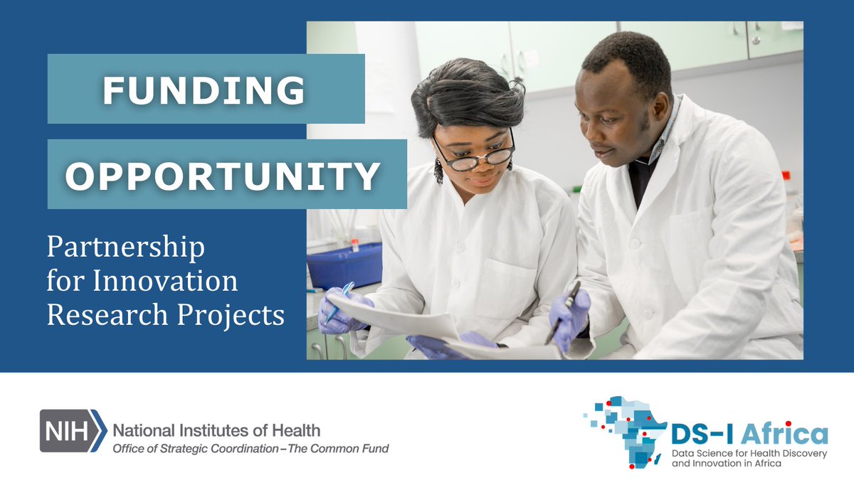 Are you an #African investigator interested in developing innovative #DataScience solutions to improve health on the continent? Propose your idea for @NIH_CommonFund's #DSIAfrica Partnership for Innovation Research Projects #FundingOpp by 9/28/2022: go.usa.gov/xJD4H.