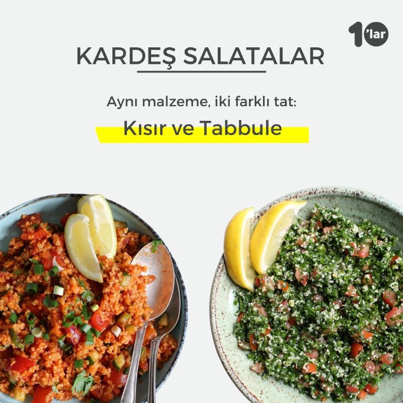 10larMedya's tweet photo. Kısır yaparken kullandığımız malzemelerle lezzetli mi lezzetli bir #tabbule de yapabiliriz.

Tabbule, Arap Salatası olarak da biliniyor. 

#Lübnan mutfağından çıkan bu lezzetin Kısır ile arasındaki temel fark ise bulgurunun az ve salçasız kullanılması.