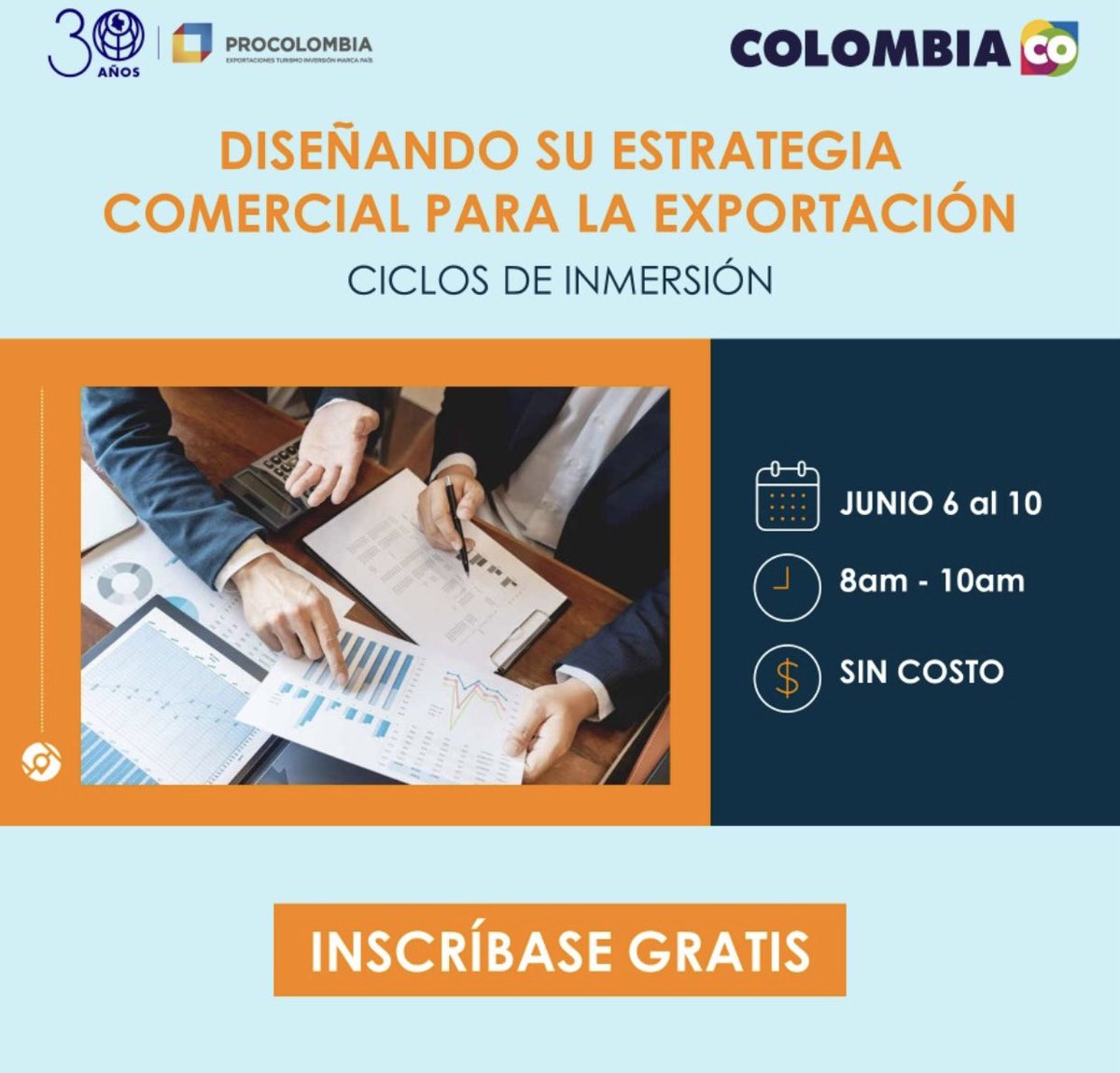 julyaragon85's tweet photo. #AEstaHora | 355 empresarios con @PROCOLOMBIACO se están capacitando virtualmente en el programa de #FormaciónExportadora de estrategia comercial. Ingresar es gratuito 👉🏽 https://t.co/PaQ7pAFO1o https://t.co/BVAmGlKeJB