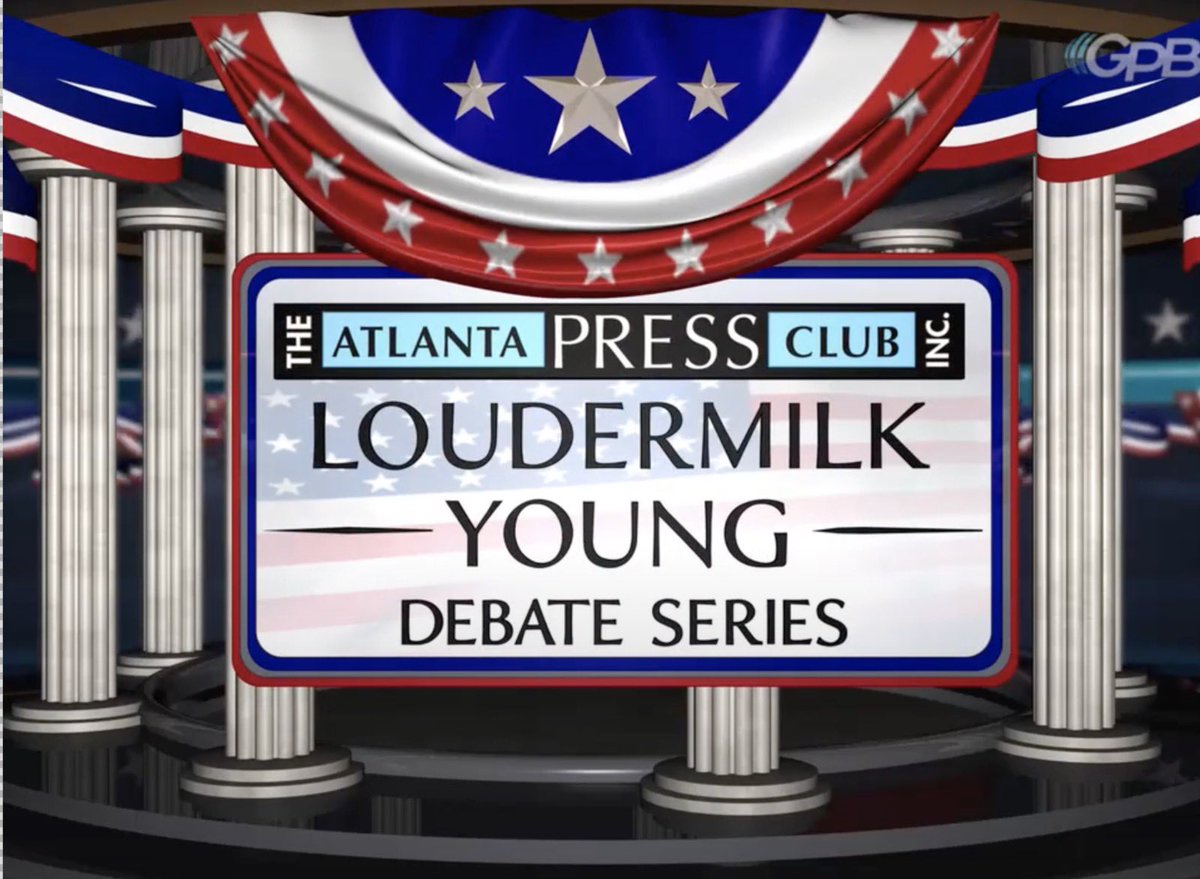 atlpressclub's tweet photo. We are live with the Congressional District 6 Loudermilk-Young Primary Election Runoff Debate! #APCdebates https://t.co/ovVJTVHRJc https://t.co/3rk5zbtdBM