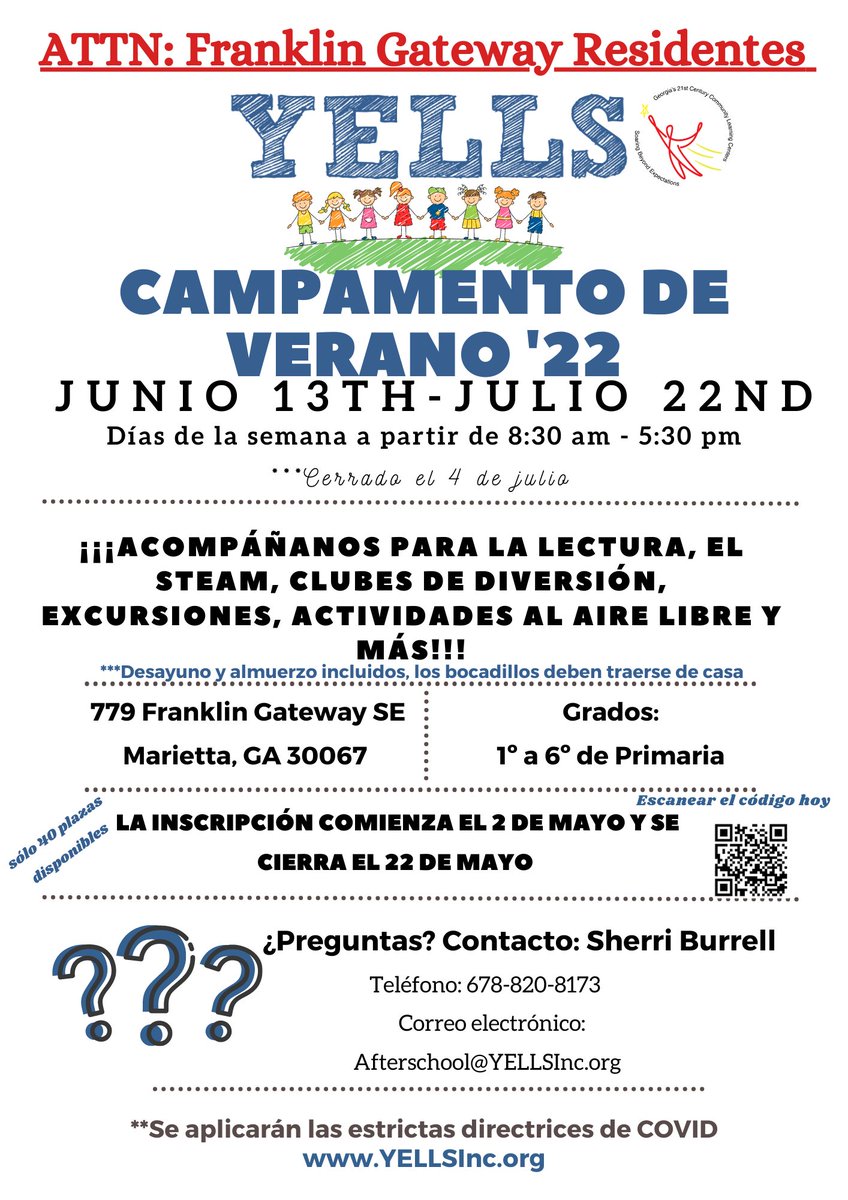 _YellsInc's tweet photo. ¡Feliz lunes! Todavía tenemos puestos abiertos para nuestro YELLS CAMPAMENTO DE VERANO!! ¡Únase a nosotros durante 6 semanas de interesantes talleres de ciencias y tecnología, viajes semanales y un verano de diversión mientras preparamos a su hijo para el próximo año escolar! https://t.co/crKSfB4hqF