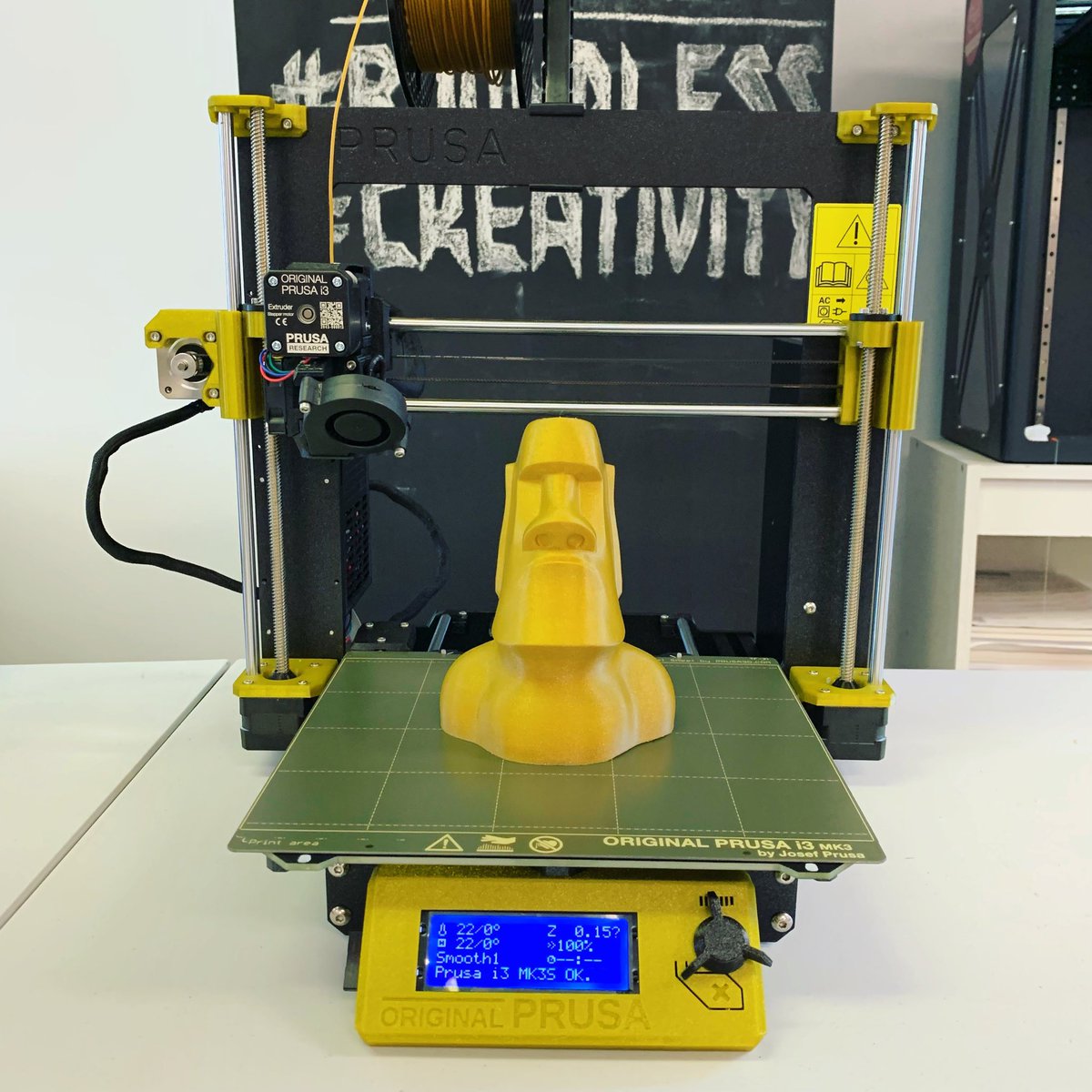 MakerWiz's tweet photo. Our newest Prusa i3 MK3S+ build is Yellow Gold! #3dprinter @josefprusa #prusa #i3 #mk3s+ #yellowgold @prusament #everyoneisamaker #onlyiamaprinter #makerwiz #inspiringboundlesscreativity #makersgonnamake https://t.co/WjrIZqvbHP