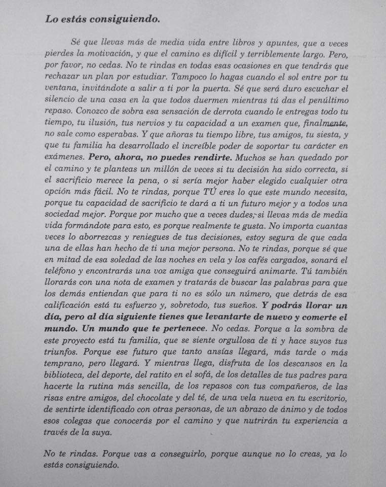 Hace años trabajé en un instituto e imprimí este texto de <a href="/JulitaErre/">Julita Erre</a> a mis chicos. Hoy lo rescato para desear mucha suerte a todos los que os presentáis a la #evau2022. Son momentos de nervios y tensión, pero el esfuerzo merecerá la pena. ¡A por todas!