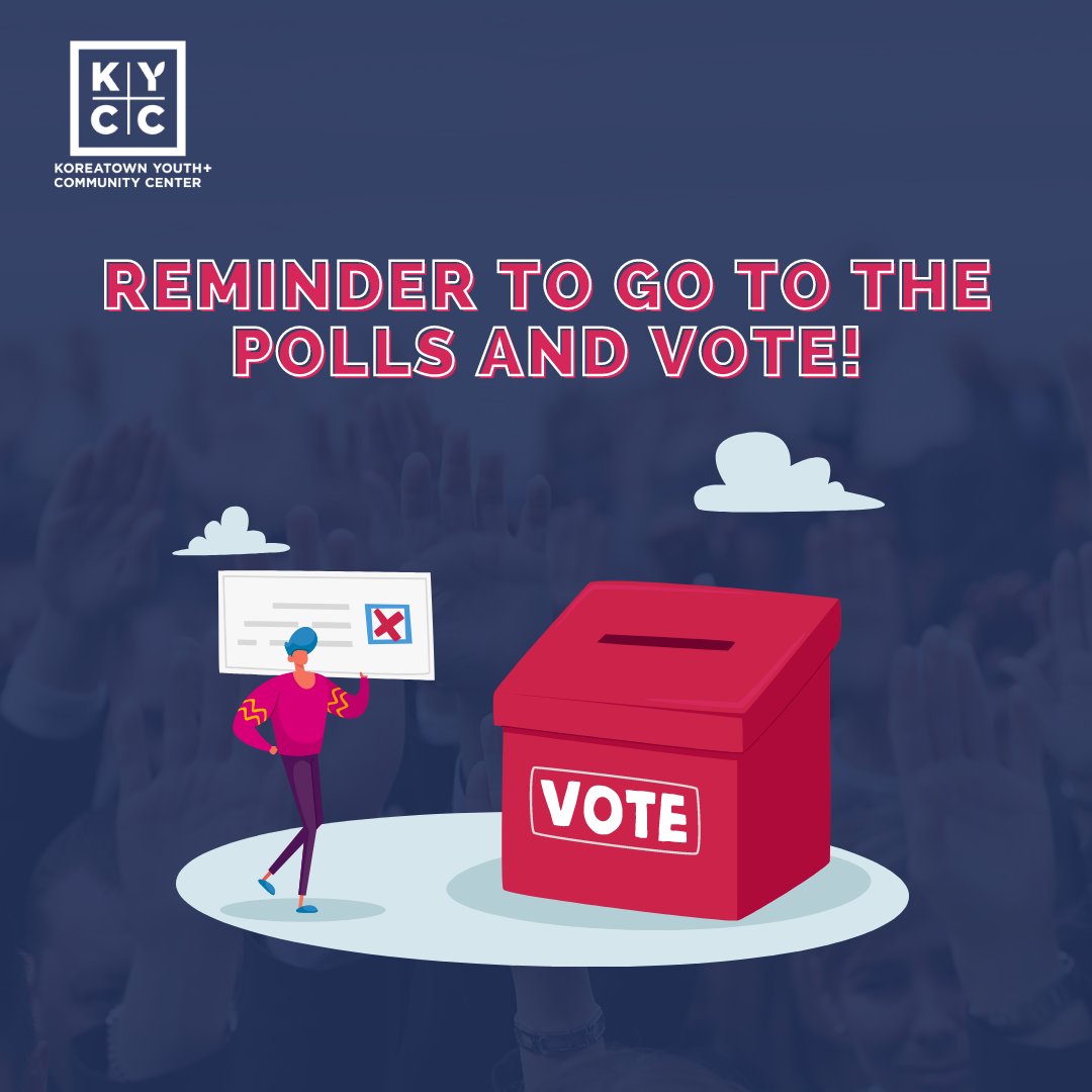 KYCCLA's tweet photo. A friendly reminder that tomorrow is Election Day. Votes depend on citizens like you, so get ready to vote! Scroll through to view vote centers in and near Koreatown.

#Vote #CaliforniaPrimaryElection #KYCCLA https://t.co/kqHrt8y9YJ