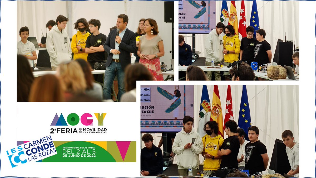 Nuestros alumnos ganadores del Desafío las Rozas paseando el nombre de nuestro Instituto en la feria MOGY con el alcalde <a href="/jdelauz/">José de la Uz</a> y la concejala de educación <a href="/RozasNext/">LasRozasNext</a>. Grandes. <a href="/CharoTorcal/">CHARO TORCAL</a> <a href="/Yisusteacher/">Jesús Rodado Delgado</a> <a href="/esteralon/">Ester Alonso</a> <a href="/marisafiba/">Marisa Fidalgo</a> @Catiljjj <a href="/carmendelengua/">Lengua_Carmen_Conde</a> <a href="/_JMMS_/">Sistema</a>