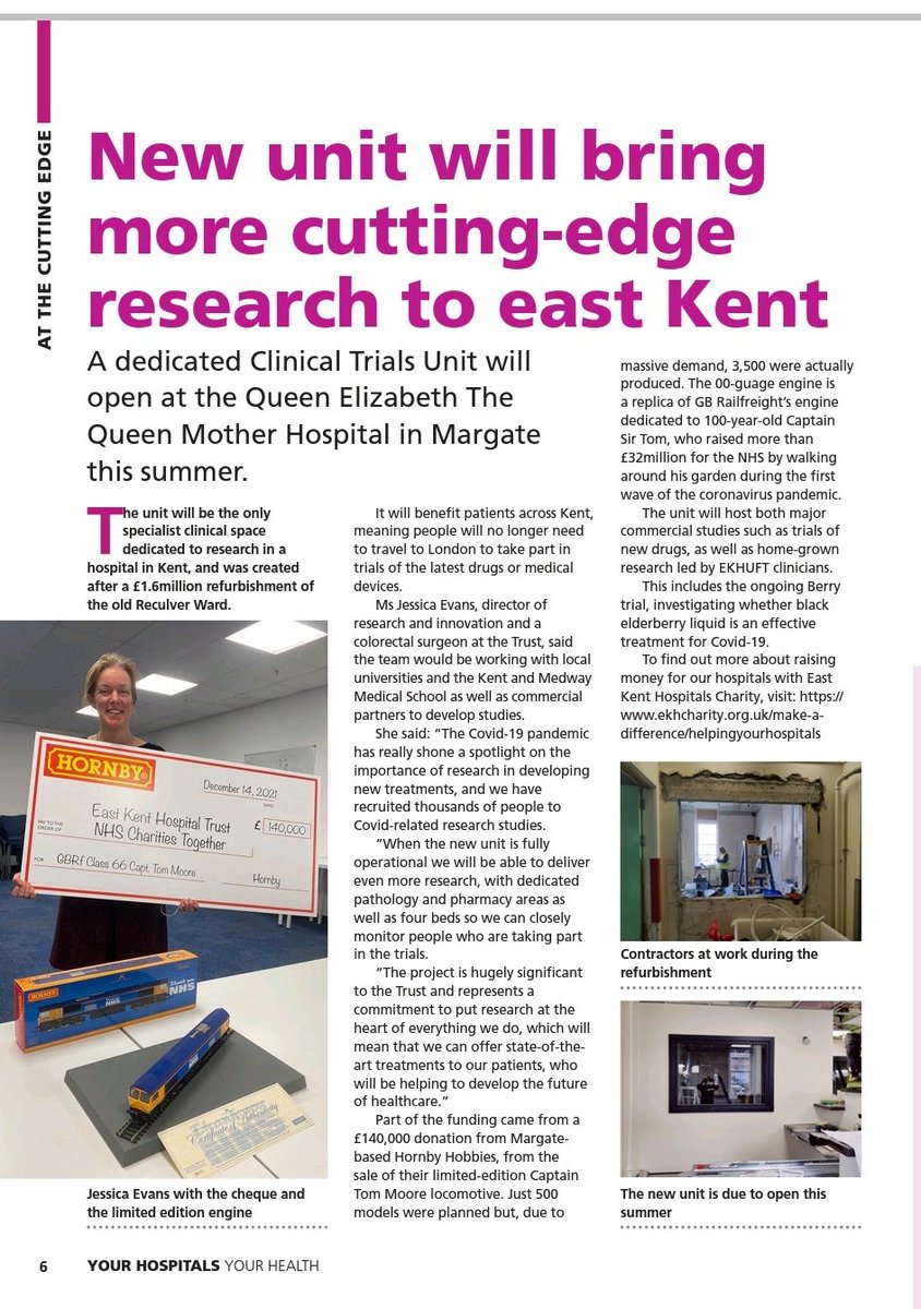 A great article in the <a href="/EKHUFT/">East Kent Hospitals</a> Your Hospitals magazine about the new clinical trials unit facility at QEQM Hospital <a href="/EKHUFT_Research/">East Kent NHSFT R&I</a> ekhuft.nhs.uk/patients-and-v…
