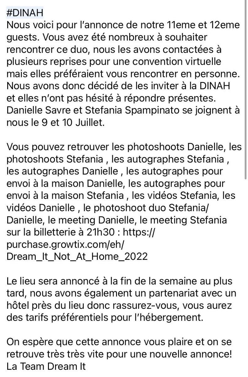 DreamitCon's tweet image. #DINAH  Danielle Savre et Stefania Spampinato se joignent à nous le 9 &amp;amp; 10 Juillet! Elles sont des bonus guest !
// @D_SAVRE and @spampistefania
will be with us on July 9&amp;amp;10. They are bonus guests. 

purchase.growtix.com/eh/Dream_It_No…