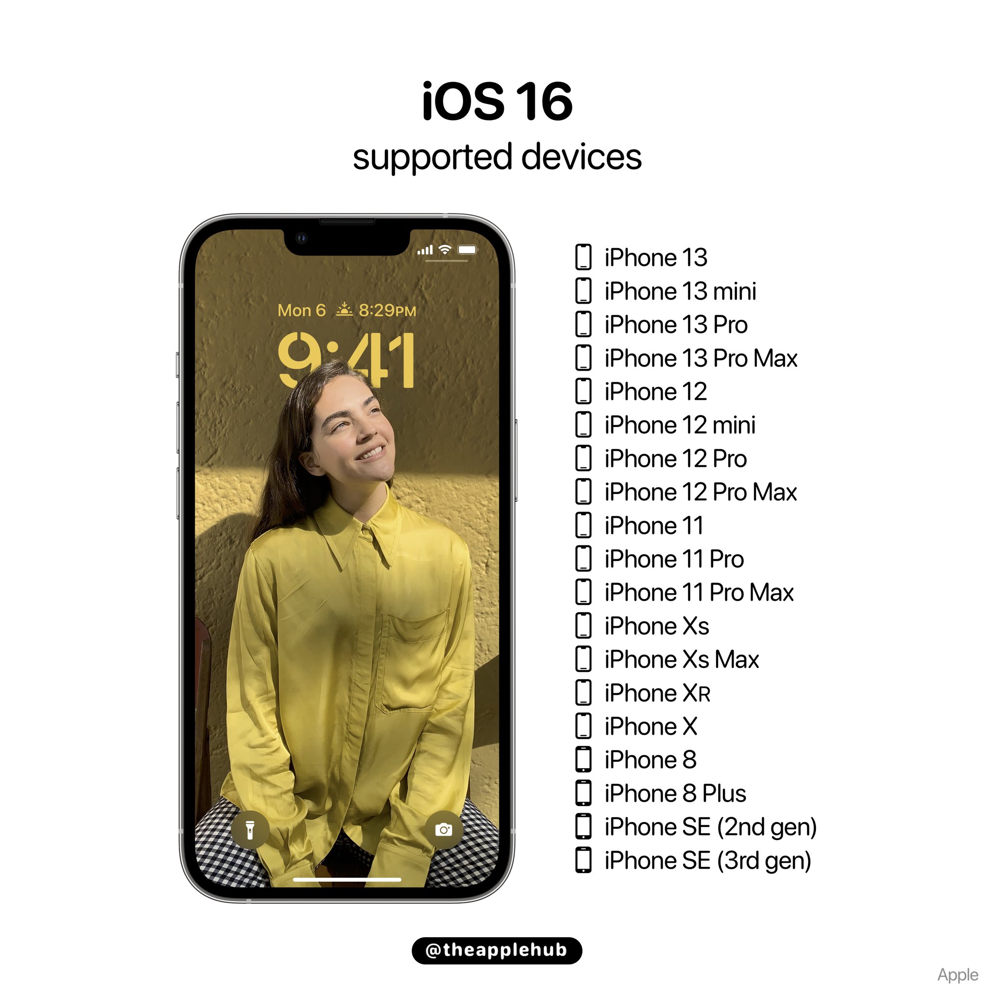 Apple Hub on X: "These are the iOS 16 supported devices. iPhone 6s, iPhone  7, and iPhone SE (1st gen) are no longer supported. iOS 16 will be  available later this year #