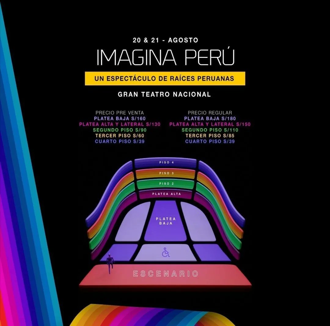 paseblanco's tweet photo. #Danza | D1 Asociación Cultural presenta "Imagina Perú"! 💃
La compañía dirigida por @vaniamasias presentará un espectáculo innovador de raíces peruanas. 

📅 Sábado 20 y domingo 21 de agosto
📍 Gran Teatro Nacional
🎟 @joinnus

#PaseBlanco #teatro #VaniaMasias #CreaD1 #dance https://t.co/T5xzgZiIgY