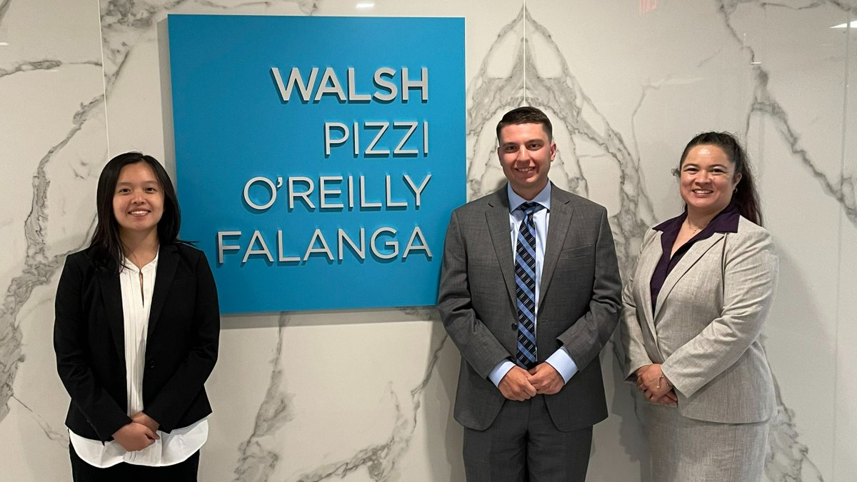 TheWalshFirm's tweet photo. Wishing a warm welcome to our Summer Associates - welcome to Walsh Pizzi O'Reilly Falanga LLP, Carmen, Nick and Rachel!  🎉 https://t.co/qdrGaNiMrc