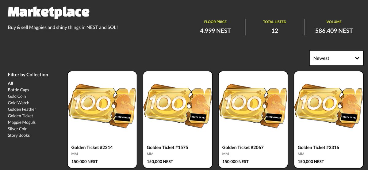 Only a few Shiny Things left on the Magpie Marketplace! Grab them before our custom #staking platform is out to earn more $NEST! market.magpiemoguls.com
