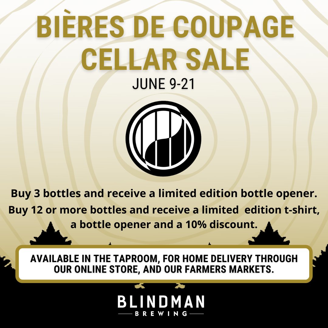 blindmanbrewery's tweet photo. Home Delivery will be happening again Thursday June 16 (YYC, Central AB) and Friday June 17 (YEG) with a special twist; we have a sweet sale on our Bieres de Coupage - buy 3, get a sweet limited BdC bottle opener, buy 12 and get a rad t-shirt, a bottle opener, and 10% off. https://t.co/y0KlIqPDiY