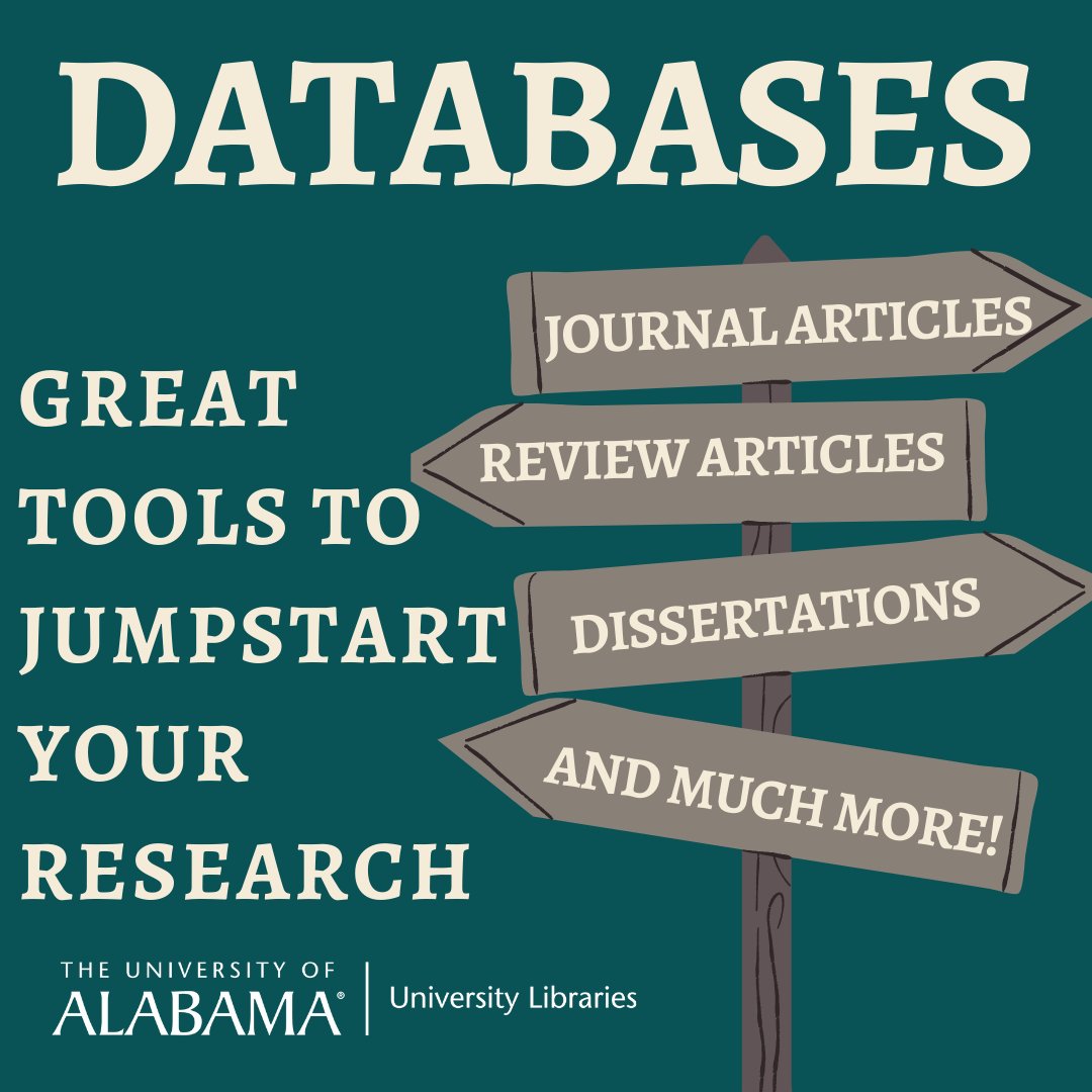 BrunoLibrary's tweet image. Every great researcher needs #librarytools to help them in their research. #UALibraries has these tools for you in our databases.

You can find link on the libraries main page or at guides.lib.ua.edu/az.php