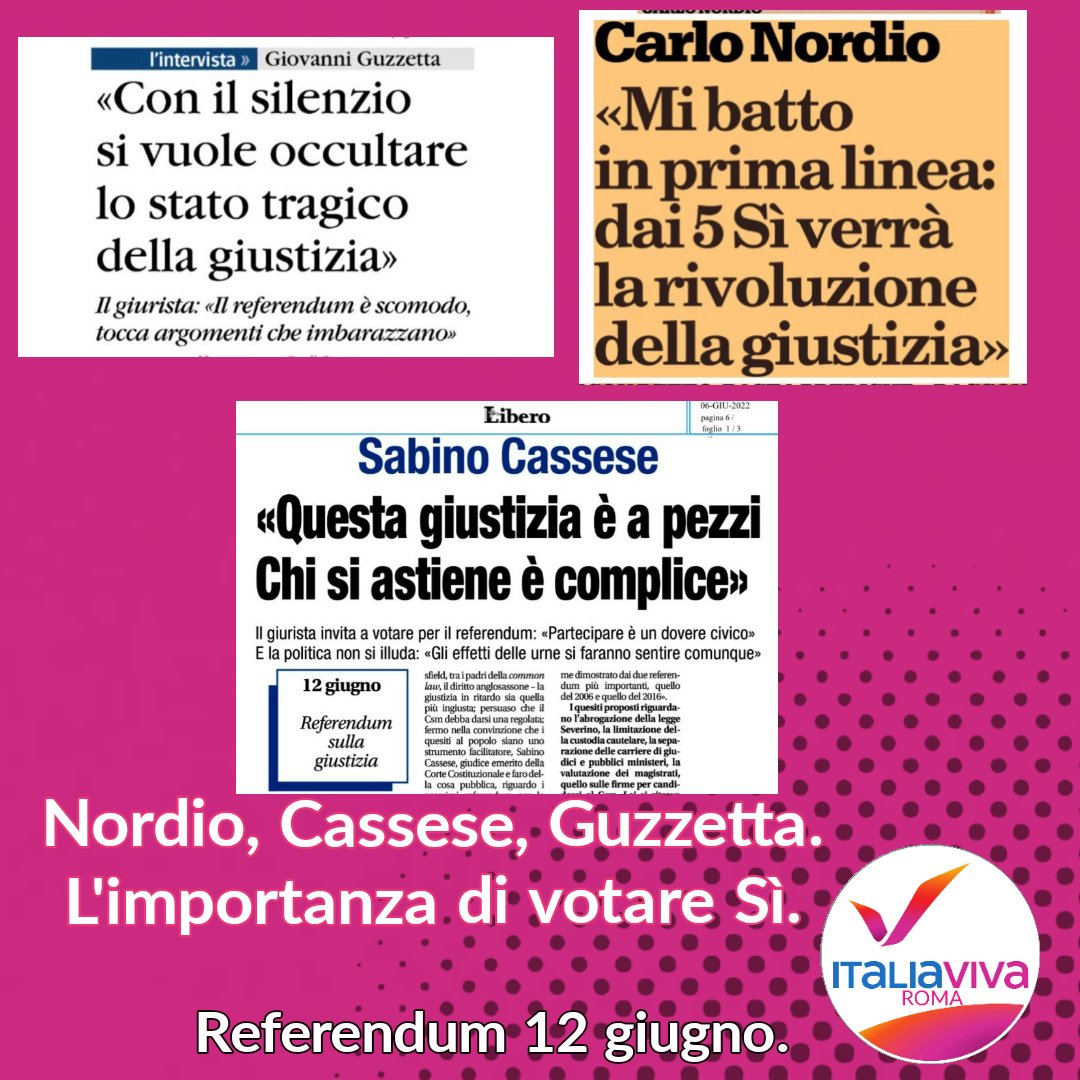 Importanti interviste oggi sul #REFERENDUMGIUSTIZIA : #Nordio #Cassese <a href="/GioGuzzetta/">Giovanni Guzzetta</a> .
L'importanza di votare #Si.
