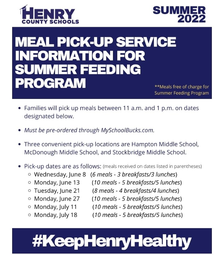 Yetta Smith (@hcs_ysmith) on Twitter photo Thanks <a href="/HenryCountyBOE/">Henry County Schools</a> for ensuring that students can have meals during the summer!
Spread the word! Be sure to pre-order at My School Bucks!
#ExpectExceptional Thanks <a href="/HenryCountyBOE/">Henry County Schools</a> for ensuring that students can have meals during the summer!
Spread the word! Be sure to pre-order at My School Bucks!
#ExpectExceptional