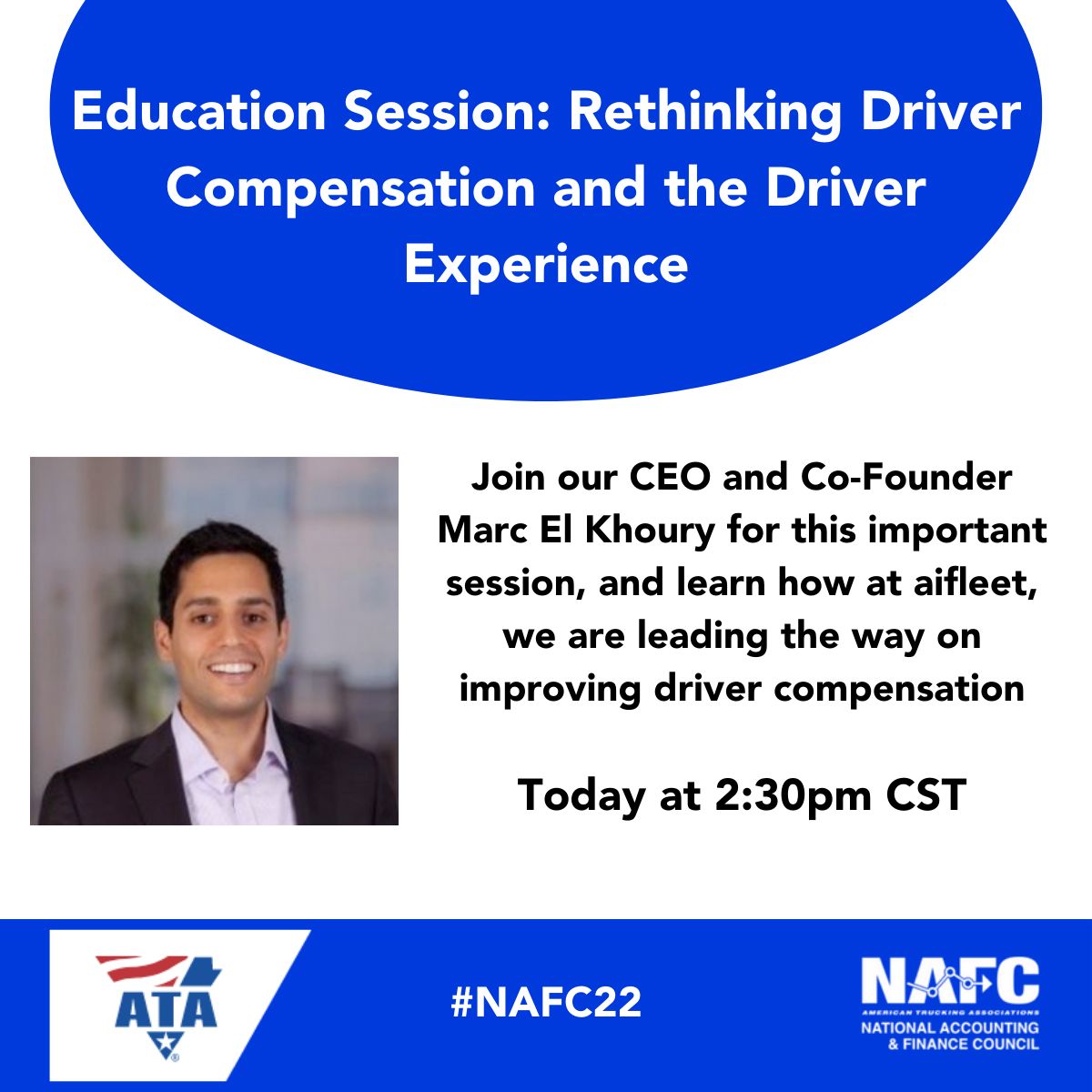 theaifleet's tweet photo. Today our CEO Marc El Khoury discusses at #NAFC22 on how we are leading the industry in driver compensation, which includes a 100% healthcare coverage, retirement benefits, weekly hometime, and guaranteed pay.
Learn more here: https://t.co/J3Wvtw52jK https://t.co/E90NMWhQQK