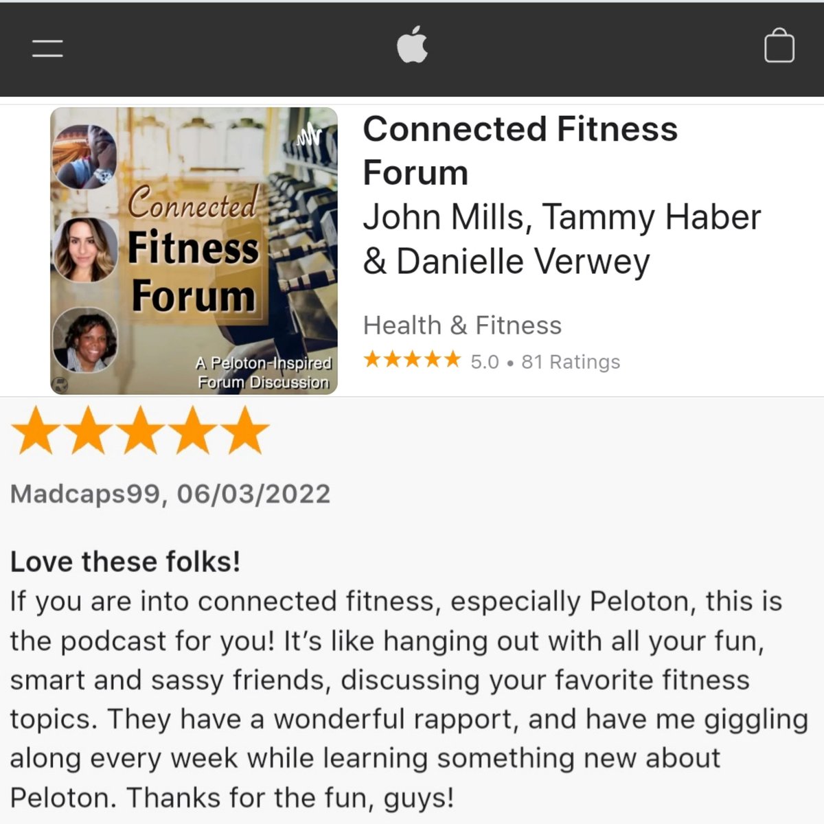 Whomever left this review, 𝗧𝗛𝗔𝗡𝗞 𝗬𝗢𝗨!!! ❤️ Listen, follow and leave a review at ConnectedFitnessForum.com.  🙏🏿
<a href="/Peloton/">Stuart Howell</a> <a href="/ApplePodcasts/">Apple Podcasts</a> #TrainPeloton #RidePeloton #RunPeloton #Peloton #OnePeloton #PelotonBike #PelotonTread #HomeGym #Workout #Running #Runner #StrengthTraining