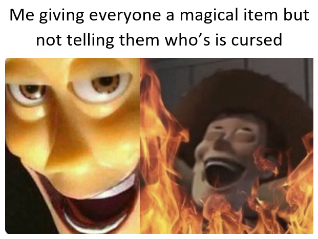 Dungeons_Banano's tweet photo. Sometimes its fun to be a little evil as the Dungeon Master... sometimes...

#DnD #Memes #banano #ttrpg #games #RPG #dungeonsanddragons #funny https://t.co/T0xrslHQix