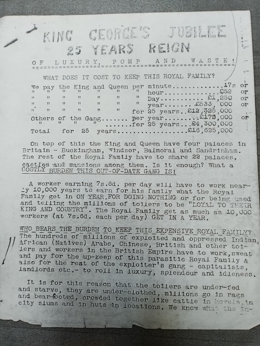 OxNewReasoner's tweet photo. Scathing criticism of the monarchy from the South African Communist Party upon King George V's Silver Jubilee in 1935:
#Jubilee #JubileeWeekend https://t.co/FK5YoIcMEG