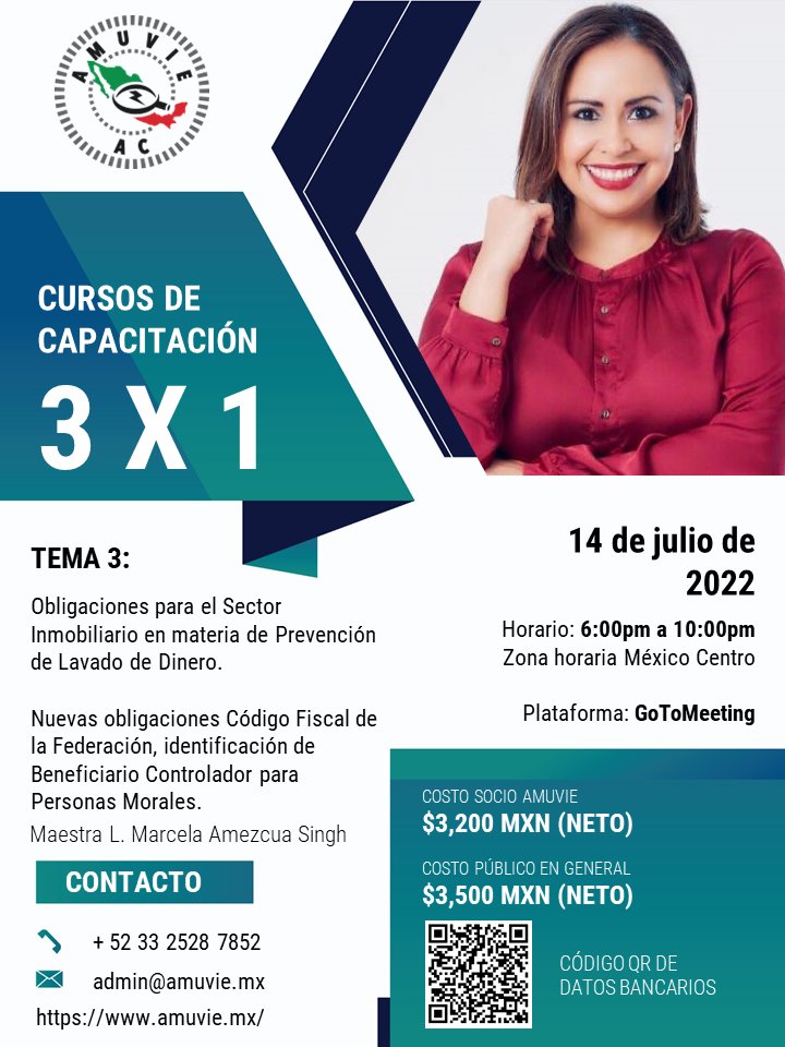 Buen día a todos!
Los invitamos a participar en nuestros cursos de capacitación 3x1, que se darán en el mes de Junio y Julio!

¡Contamos con tres ponencias muy interesantes!

Apartarta tu lugar ya!
wa.link/9w9766