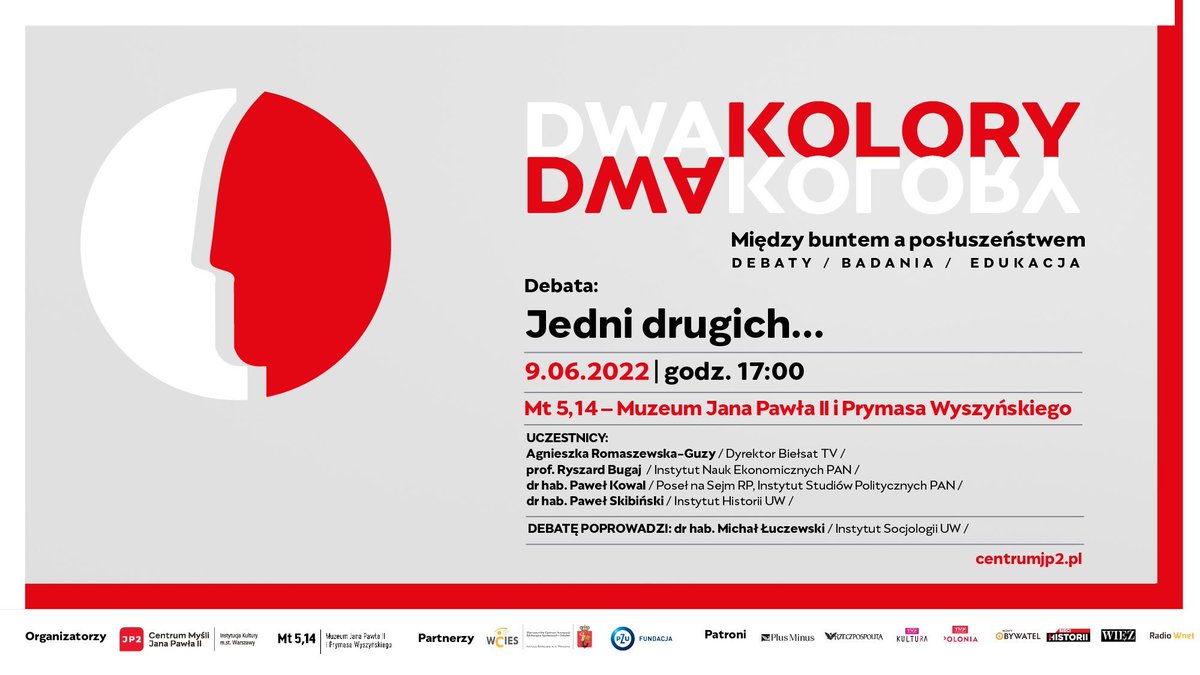 Jakie znaczenie ma przesłanie #JanPawełII dot. solidarności? Jak rozumiemy patriotyzm w wymiarze społecznym i ekonomicznym?

W #Mt514 będą o tym rozmawiać 9.06 o g. 17:
♦️Ryszard Bugaj
♦️<a href="/pawelkowalpl/">Kowal</a>
♦️<a href="/mluczewski/">Michał Łuczewski</a>
♦️<a href="/ARomasze/">A.Romaszewska</a>
♦️Paweł Skibiński

Zapisy⬇️
mt514.pl/debata-jedni-d…