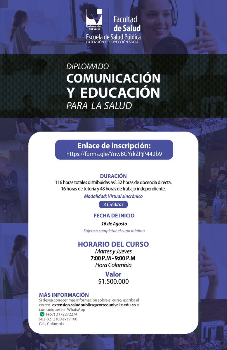 SaludPublicaUV's tweet photo. #Diplomados: Ya están abiertas las inscripciones para el nuevo Diplomado "Comunicación y Educación para la Salud". 

📅 Fecha de inicio: agosto 16 de 2022
📕 Información académica: https://t.co/hAjrCIzPBW
📝 Pre-inscríbase en: https://t.co/Dfs5wt7KPd https://t.co/DSndJMa8v3
