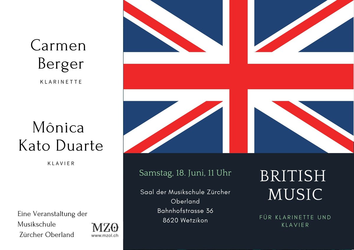 Ich freue mich sehr auf das Konzert mit britischer Musik! Auf dem Programm stehen Werke von Finzi, Stanford, Arnold, Hurlstone und Templeton für #Klarinette und #Klavier.