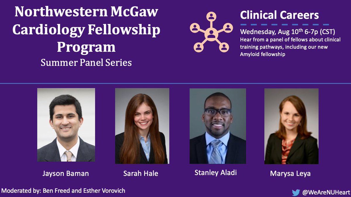 WeAreNUHeart's tweet photo. Session 4: Clinical Careers

We’ll discuss ways to hone subspecialty skills, our Amyloid Fellowship, and how @WeareNUheart prepares you for your clinical career 🩺🫀 https://t.co/pzcq5d9neL