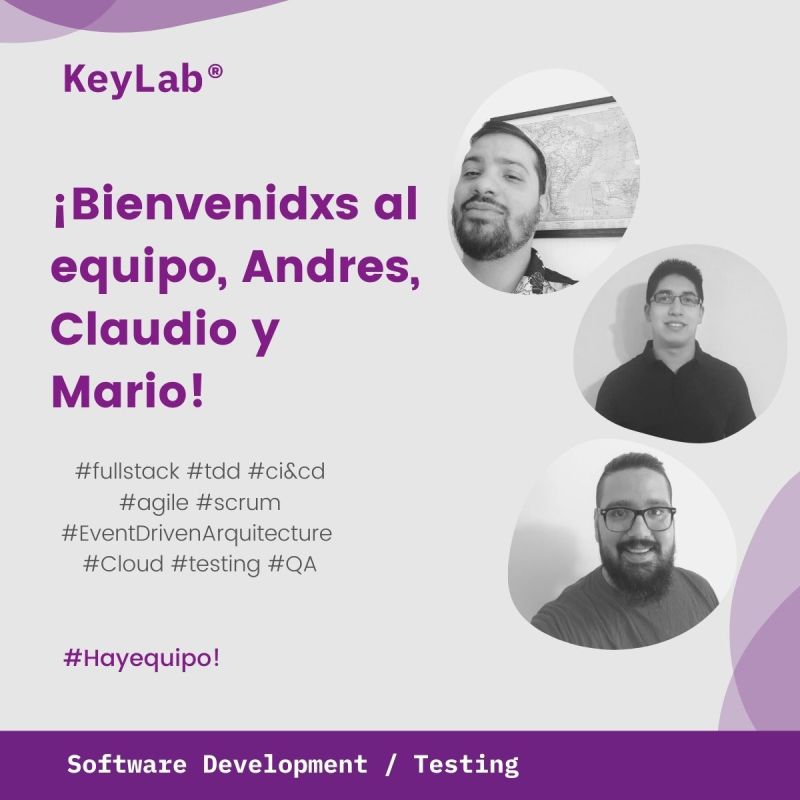 KeyLabOk1's tweet image. Queremos darle la bienvenida a Andrés Torrealba González, mario merida y Claudio Luis Quiroga quienes se incorporaron recientemente al team!
¡Estamos muy contentos de acompañarlos en esta nueva etapa!

#teamKeyLab #hiring #ITtalent #experienciakeylab