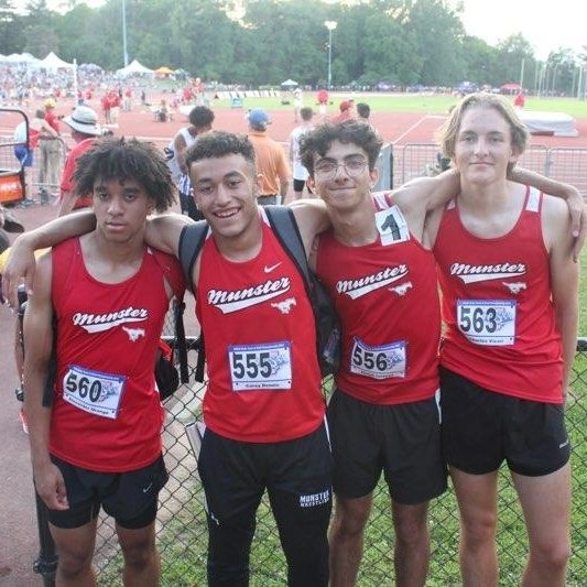 Congrats to our Boys Track &amp; Field athletes who competed at the State level at IU Bloomington.   4 x 800 relay team broke our school record! New record is 8:00.08 Awesome job Korey Allen Andrew Klaich, Maxwell Lindenmayer &amp; Ralph Brown, you are in the Munster books!! #rollstangs