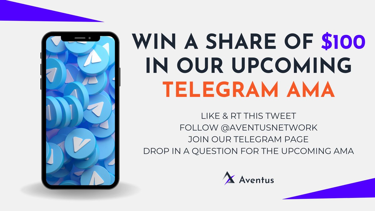 AventusNetwork's tweet photo. 🎙You have the chance to win a share of $100 USDT in our upcoming #Telegram AMA

- RT &amp; like this tweet
- Follow #AventusNetwork
- Join our TG &amp; ask a question for our AMA
- Share your TG name below

⏰Wednesday 15th June, 2pm BST (1pm UTC)

✅https://t.co/0roCqCSyx0$

#Web3 #avt https://t.co/amXx6LNqAa