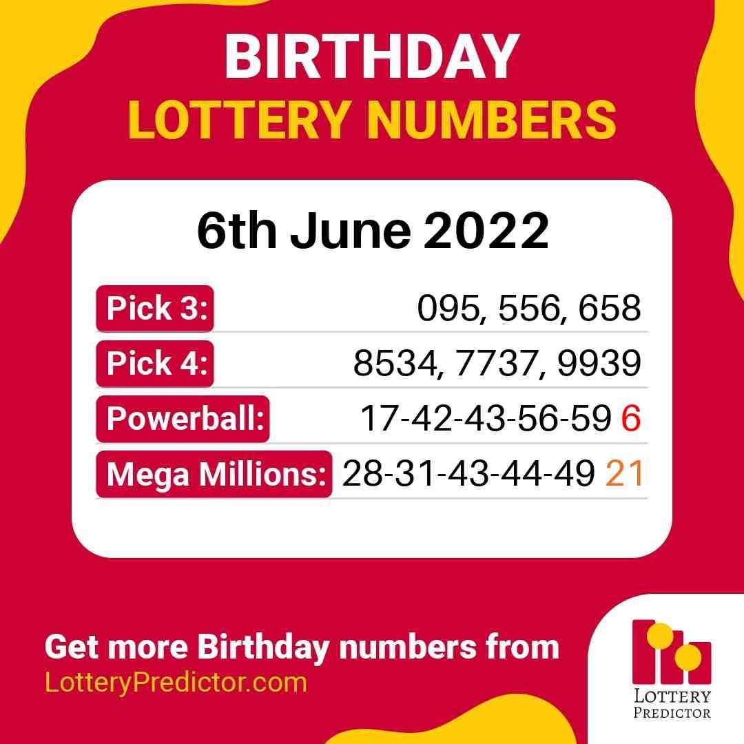 Birthday lottery numbers for Monday, 6th June 2022
#lottery #powerball #megamillions
https://t.co/gnoijiFe68 https://t.co/jBWHSA9fHE