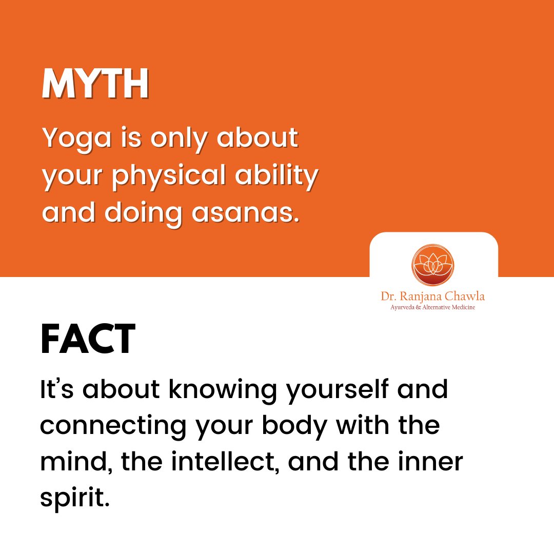 Let’s dispel one of the most common myth about yoga. 

#ayurvedamyths #ayurvedafact #ayurveda #ayurvedacare #ayurvedahealthcare #ayurvedafacts #ayurvedaclinic #ayurvedatips #healthcare #holistichealth #spiritual #calm #peace
