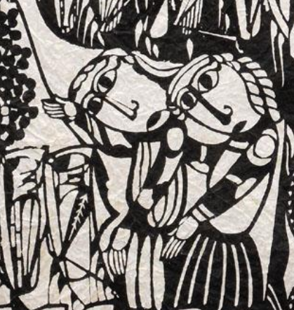 New @SadaoHanga. Locusts (1965), a stencil print by Sadao Watanabe. 蝗 いなご (1965年)。渡辺禎雄作品。
sadaohanga.info/home/catalogue… 
@SadaoHanga #sadaowatanabe #watanabesadao #渡辺禎雄 #民芸 #型染め #型絵染 #合羽摺 #出エジプト #exodus
