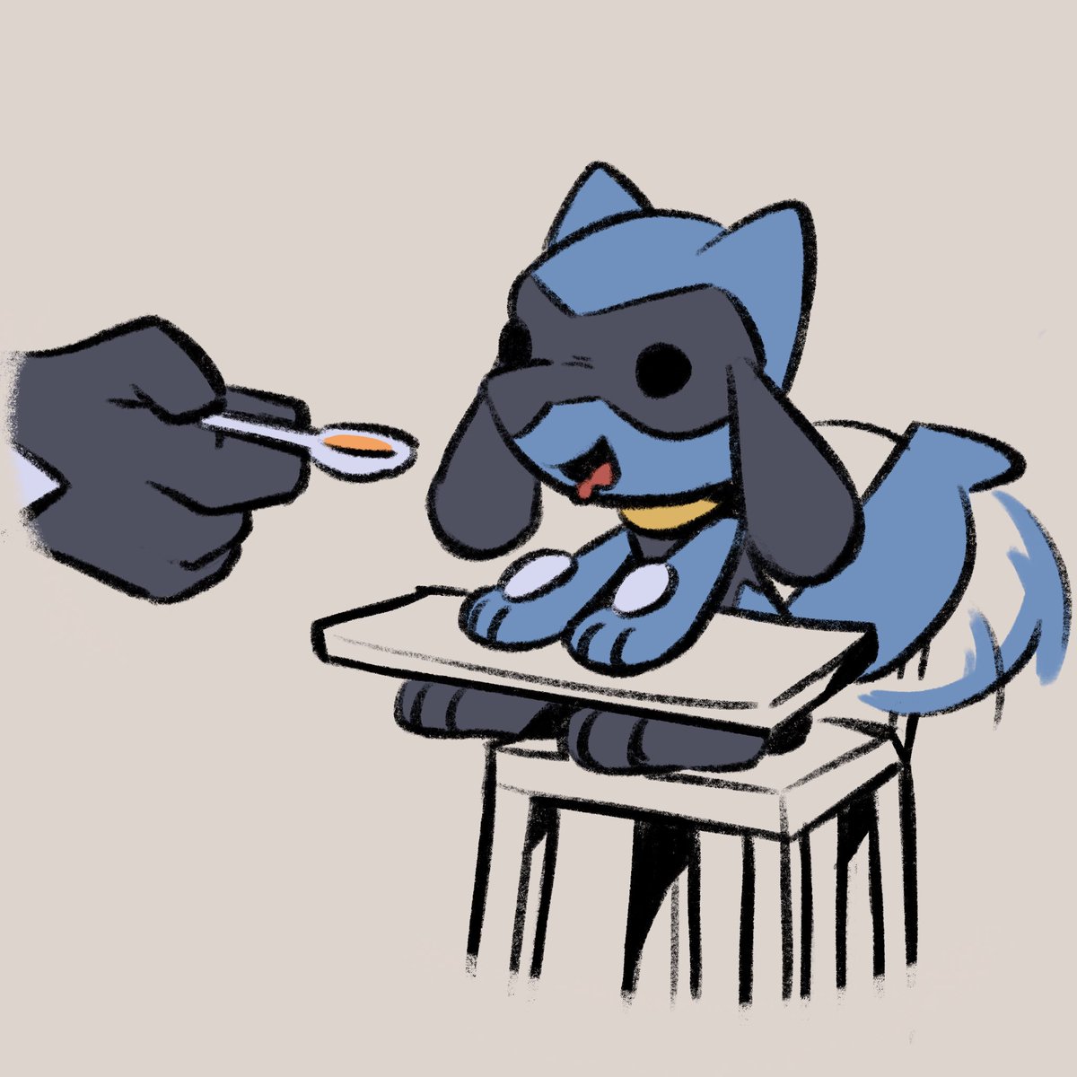 「we got Riolu a highchair 」|Advosのイラスト