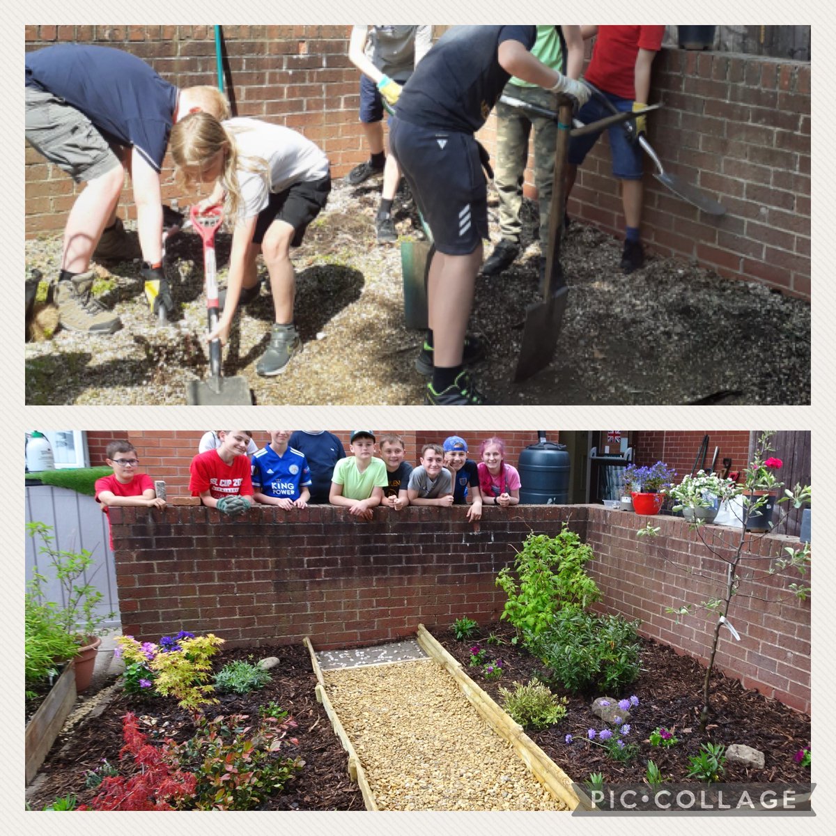 LinkingSchool's tweet photo. "What a transformation! For years she looked at the piece of land, frustrated at not being able to do anything about it- now she can look down from her flat into a beautiful creation &amp; enjoy....the garden." #PowerOfYouth #intergenerationallinking Thanks to Countesthorpe Scouts https://t.co/Ih2Td63Wv8