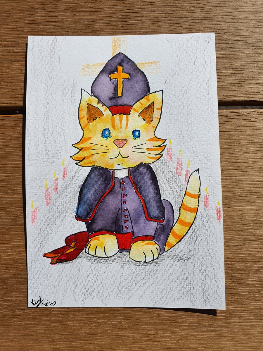 Kruemli's tweet photo. Ich und Aquarell y.y 

Ophelia die Priester-Katze, Inhalt unserer #RPGThings,frei nach einem Tutorial von #MelZeichnet https://t.co/smJ12crlF1