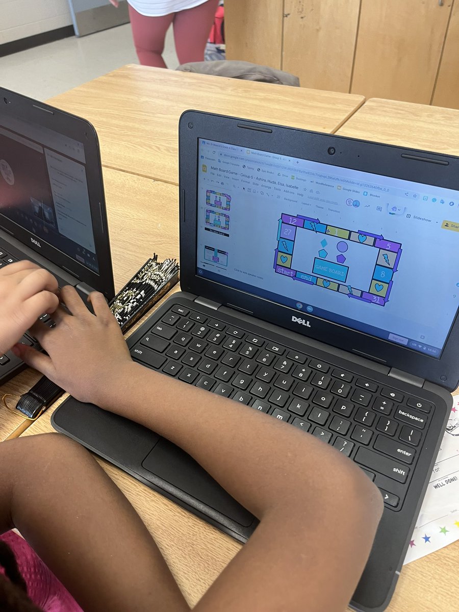 Students working on their math games