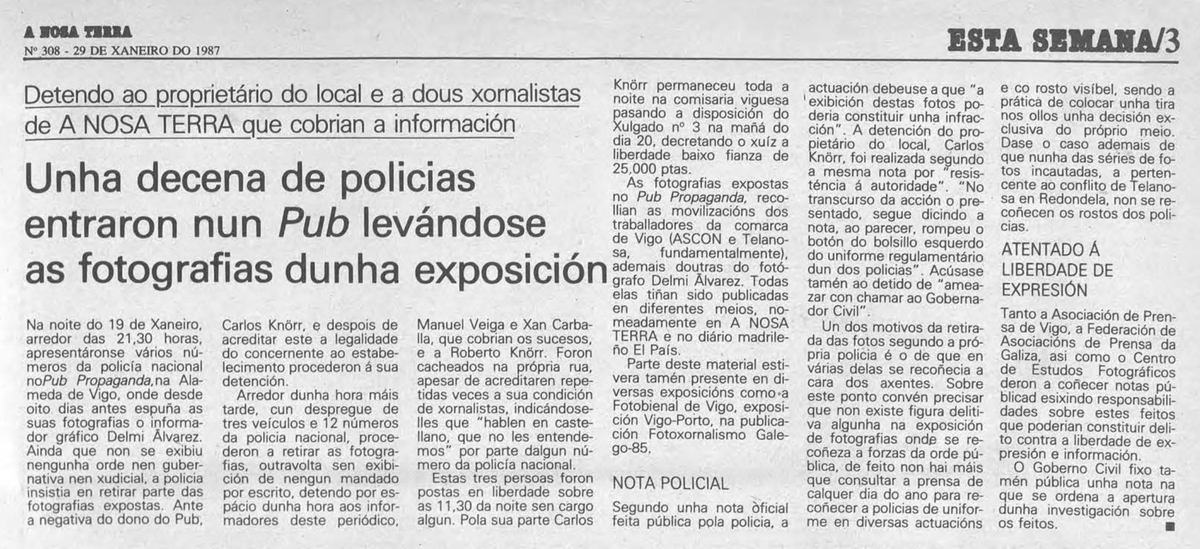 XanCarballa's tweet photo. @OrgulloGalegoGz Aqui vai a crónica da retirada das fotografías no pub propaganda e a imaxe que foi portada en "A Nosa Terra" https://t.co/MQjFD38nEh