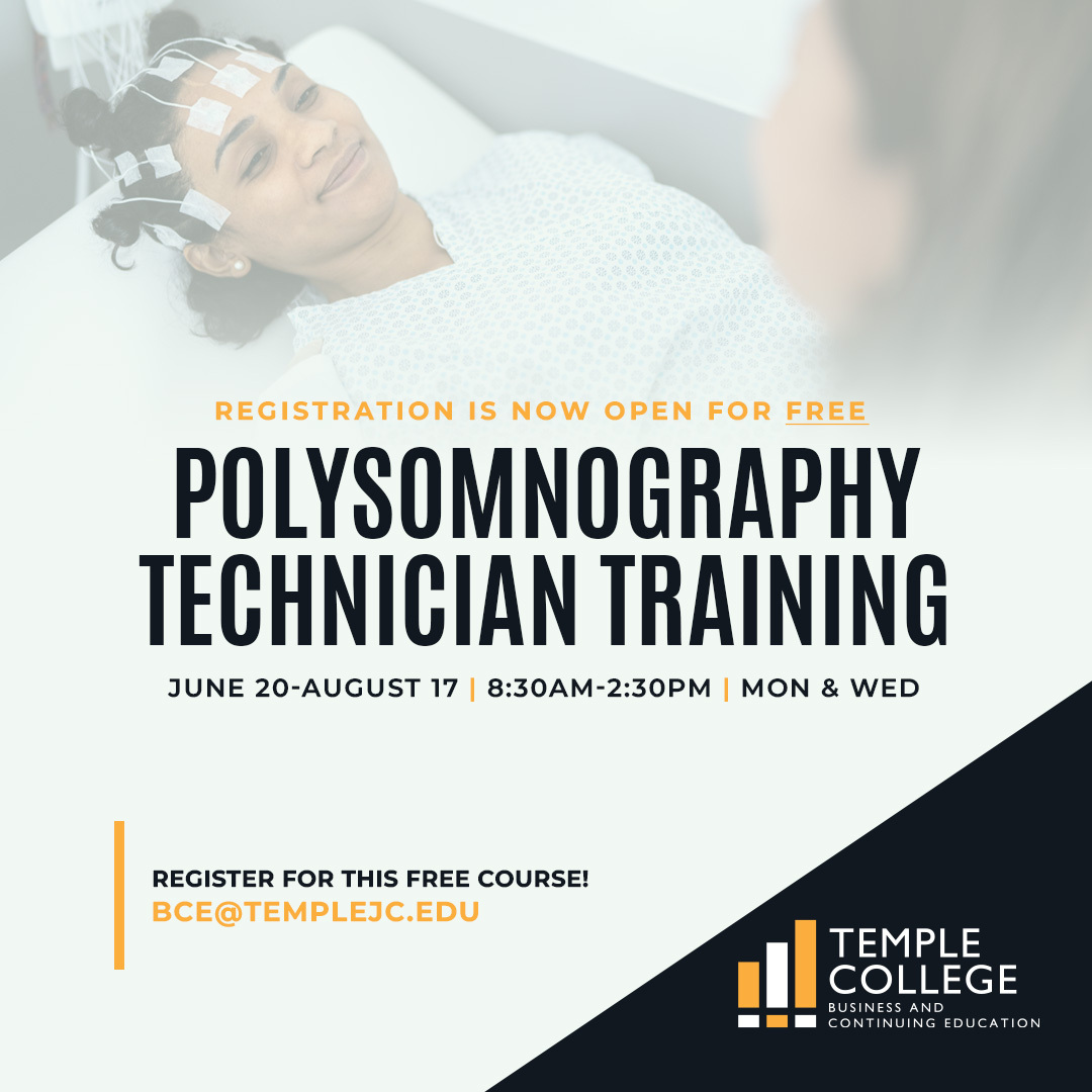 Registration is open for a FREE Polysomnography Technician (sleep technologist) course beginning June 20. A new grant enables TC to offer full scholarships to 30 students seeking training. The class will run from 8:30 a.m. to 2:30 p.m. M&amp;W through Aug. 17. bit.ly/3mp1Bjm