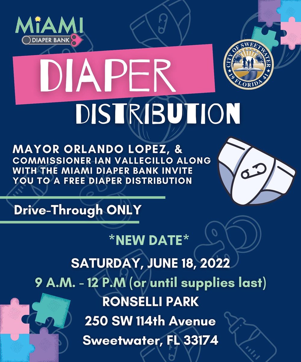 CitySweetwater's tweet image. *NEW DATE*

The diaper distribution has a new date for those who registered for the event that, unfortunately, was canceled due to unsafe weather conditions. 

The Diaper Distribution will take place Saturday, June 18, 2022!

#sweetnews
#newdate
#diaperdistribution