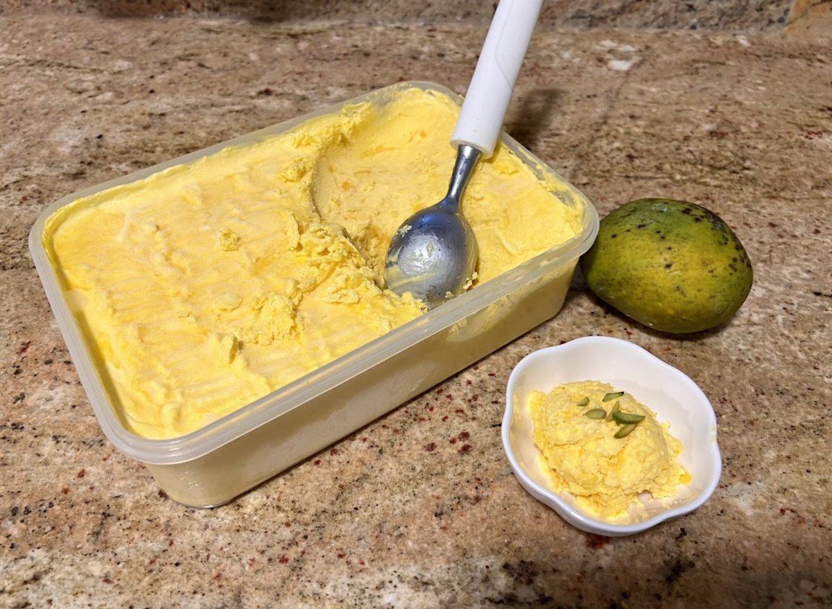 Happy Environment Day!!!
Prepared some home-made icecream with fresh mangoes and no preservatives or un-natural ingredients. What’s your eco-snack?
<a href="/michael_merin/">Merin Michael</a> 
<a href="/JayarajVenetia/">Venetia Jayaraj</a> 
<a href="/Fatima_Martin/">Fatima Martin</a> 
#WorldEnvironmentDay2022